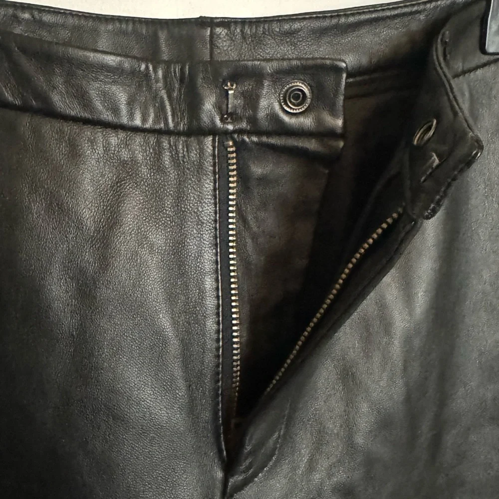 Jaclyn Smith Genuine Leather Black Pants Size 10 - Picture 4 of 7